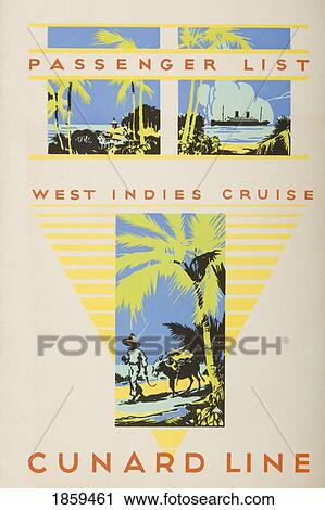 Stock Image - Passenger List, West Indies Cruise. Cunard Line. S. S. Franconia. Tuesday, December 2, 1930.. Fotosearch