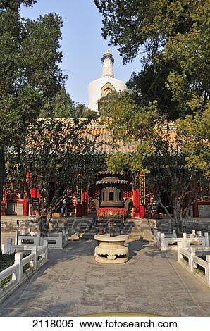 Path Leading To A Traditional Chinese Red Building With A Tower In The Background; Beijing China View Large Photo Image Stock Photography - Path Leading To A Traditional Chinese Red Building With A Tower In The Background; Beijing China. Fotosearch