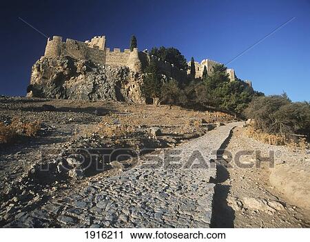 Stock Image - Path Leading To The Lindos Acropolis ÃƒÆ’Ã‚Â¡. Fotosearch