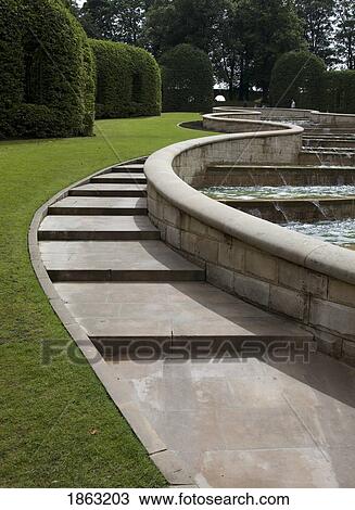 Stock Image - Pathway Through Garden, Alnwick Castle; Northumberland, England. Fotosearch
