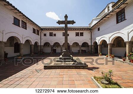 Picture - Patio de la Cruz (courtyard of the Cross) in San Diego Convent Museum, Quito, Pichincha, Ecuador. Fotosearch