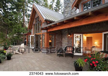 Stock Image - Patio Of West Coast Home; Mayne Island, British Columbia, Canada. Fotosearch