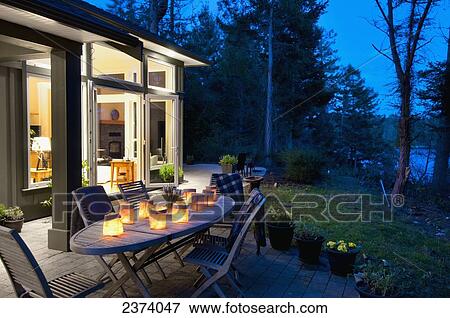 Patio Of West Coast Waterfront Home; Victoria, Vancouver Island, British Columbia, Canada View Large Photo Image Stock Photo - Patio Of West Coast Waterfront Home; Victoria, Vancouver Island, British Columbia, Canada. Fotosearch