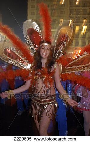 Stock Photography - Patras, Greece: Dancer In The Night Parade Of The City's Annual Carnival.. Fotosearch