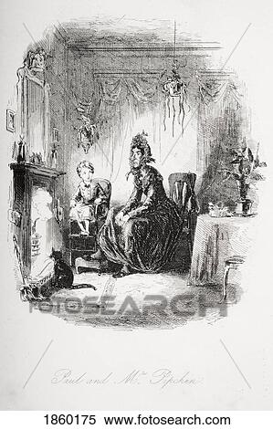 Stock Photography - Paul And Mrs Pipchin Illustration From The Charles Dickens Novel Dombey And Son By H. K. Browne Known As Phiz. Fotosearch