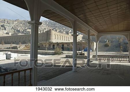Stock Image - Pavilion Portico At The Bagh-I-Babur Shah (Babur's Garden) - Kabul,, Afghanistan. Fotosearch