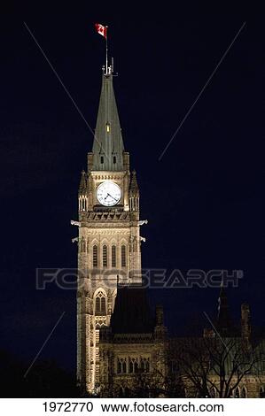 Peace Tower At The Centre Block Of The Parliament Buildings At Night, Ottawa, Ontario, Canada View Large Photo Image Stock Image - Peace Tower At The Centre Block Of The Parliament Buildings At Night, Ottawa, Ontario, Canada. Fotosearch