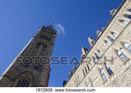 Stock Photo - Peace Tower At The Centre Block Of The Parliament Buildings, Ottawa, Ontario, Canada. Fotosearch