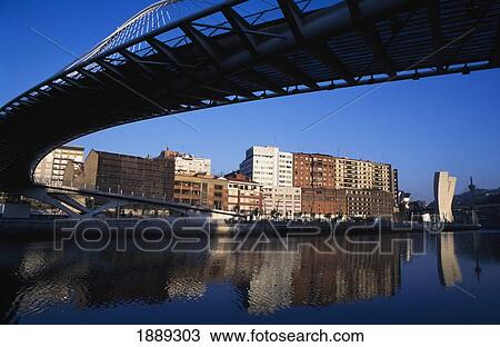 Stock Image - Pedestrian Bridge Over Ria De Bilbao. Fotosearch