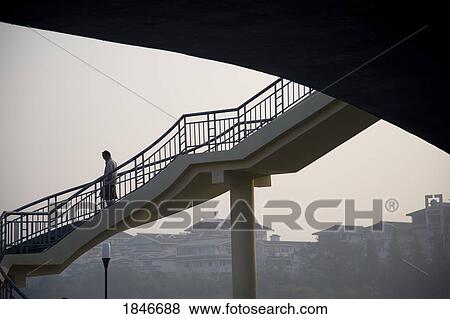 Pedestrian On Footbridge; Guilin, Guangxi Province, China View Large Photo Image Stock Photo - Pedestrian On Footbridge; Guilin, Guangxi Province, China. Fotosearch