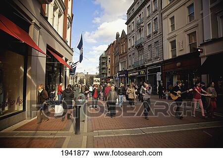 Pedestrians On Grafton Street; Dublin Ireland View Large Photo Image Stock Photo - Pedestrians On Grafton Street; Dublin Ireland. Fotosearch