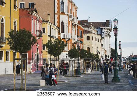 Stock Photo - Pedestrians On The Street; Venice, Italy. Fotosearch