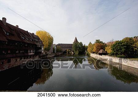 Stock Image - Pegnitz River, Nuremberg, Bavaria, Germany. Fotosearch