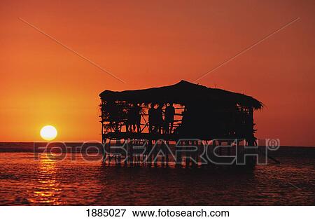 Stock Photo - Pelican Bar At Sunset. Fotosearch