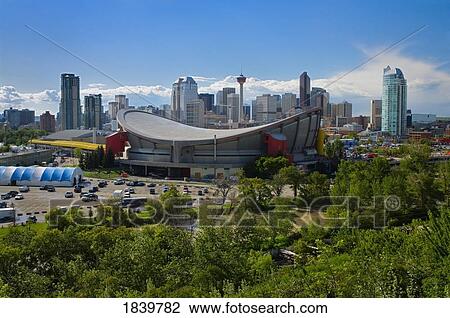 Stock Image - Pengrowth Saddledome And Downtown Skyline; Calgary, Alberta, Canada. Fotosearch