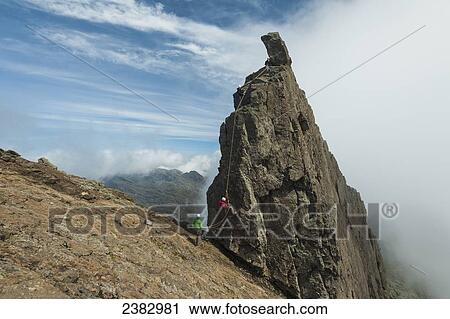 People abseil off the Inaccessible Pinnacle at the summit of Sgurr Dearg; Isle of Skye, Scotland View Large Photo Image Stock Image - People abseil off the Inaccessible Pinnacle at the summit of Sgurr Dearg; Isle of Skye, Scotland. Fotosearch
