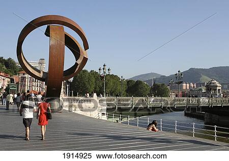 Stock Photography - People Along Banks Of River Nervion. Fotosearch