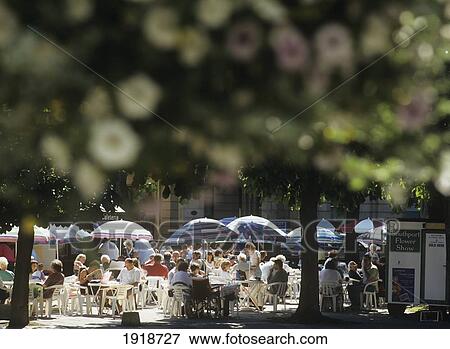 Stock Photo - People At Cafe In Southport; Lancashire, England. Fotosearch