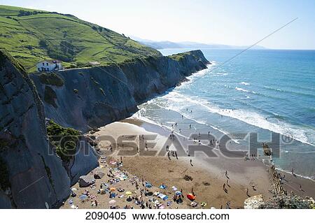 People At Itzurun Beach, Zumaia, Basque Country, Spain View Large Photo Image Stock Photography - People At Itzurun Beach, Zumaia, Basque Country, Spain. Fotosearch