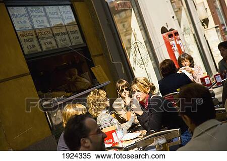 Stock Photography - People At Outdoor Cafe, Turin, Italy. Fotosearch