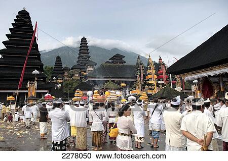 Stock Image - People at Pura Besakih Temple; Bali. Fotosearch