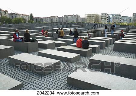 Picture - People At The Memorial To The Murdered Jews Of Europe, Berlin, Germany. Fotosearch