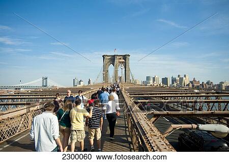 People Crossing Brooklyn Bridge Towards Brooklyn, New York, Usa View Large Photo Image Stock Image - People Crossing Brooklyn Bridge Towards Brooklyn, New York, Usa. Fotosearch