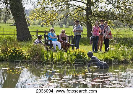 Picture - People Enjoying Spring In Park; Kent, England, Uk. Fotosearch