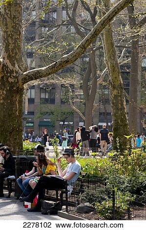 People Enjoying The Sun In Madison Square Park, Manhattan, New York, Usa View Large Photo Image Stock Image - People Enjoying The Sun In Madison Square Park, Manhattan, New York, Usa. Fotosearch