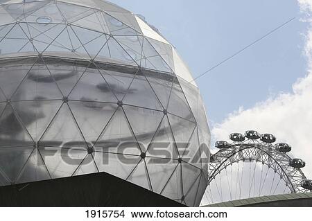 Picture - People Floating In Geodesic Dome. Fotosearch