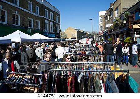 Stock Image - People Hanging Around In Broadway Market In Shoreditch, East London, London, Uk. Fotosearch