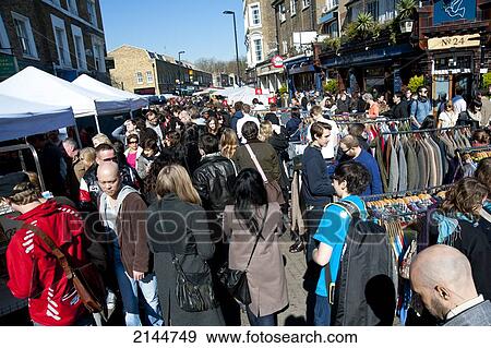 Stock Photo - People Hanging Around In Broadway Market In Shoreditch, East London, London, Uk. Fotosearch