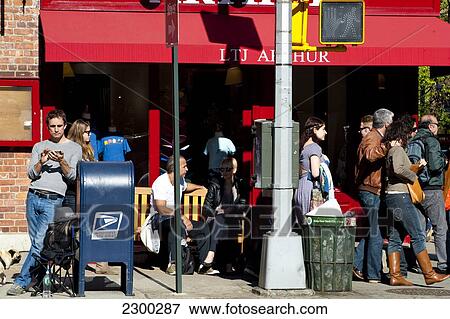 People In A Terrace In The West Village, Manhattan, New York, Usa View Large Photo Image Stock Photo - People In A Terrace In The West Village, Manhattan, New York, Usa. Fotosearch
