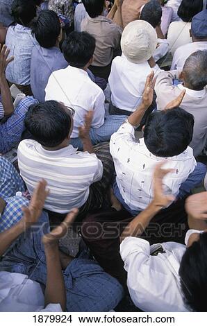 Picture - People In Audience Clapping, High Angle View. Fotosearch