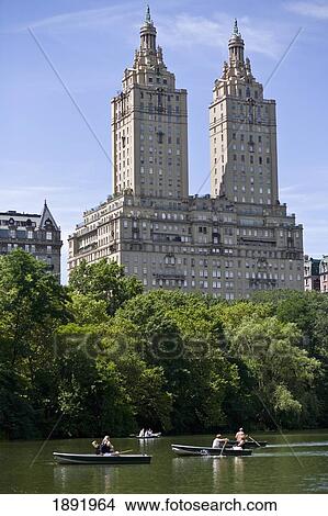 Picture - People In Boats On Lake In Central Park. Fotosearch
