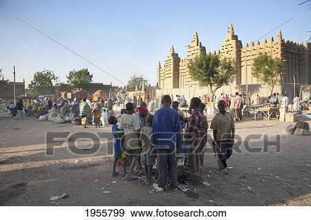 People In Front Of The Grand Mosque At Djenne, Mali View Large Photo Image Stock Photo - People In Front Of The Grand Mosque At Djenne, Mali. Fotosearch