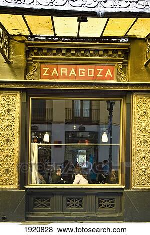 Stock Photo - People in Gran Cafe Zaragoza, Zaragoza, Aragon, Spain. Fotosearch