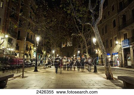 Stock Photography - People in Passeig del Born, El Born; Barcelona, Catalonia, Spain. Fotosearch