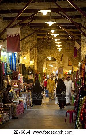 Picture - People in the Wafi Souk; Doha, Qatar. Fotosearch