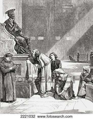 Stock Image - People Kissing The Feet Of The Statue Of Saint Peter Inside Saint Peter's Basilica, Vatican City, Rome In The Late 19Th Century. From Italian Pictures By Rev. Samuel Manning, Published C. 1890.. Fotosearch
