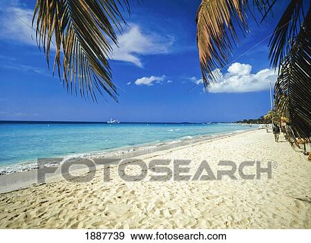 Stock Photo - People On 7 Mile Beach. Fotosearch