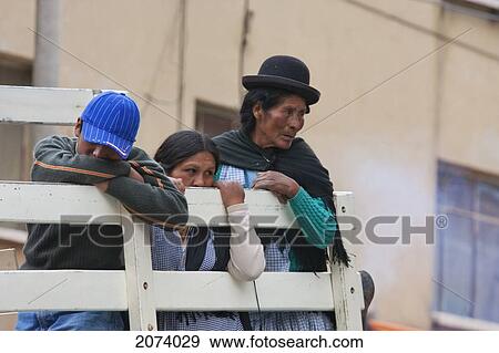 People On A Truck, La Paz, Bolivia View Large Photo Image Stock Photo - People On A Truck, La Paz, Bolivia. Fotosearch