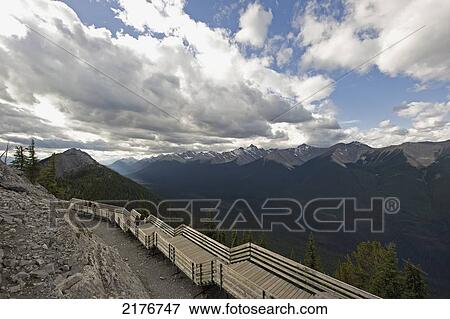 People On A Wooden Boardwalk Along A Ridge Of The Canadian Rocky Mountains; Alberta Canada View Large Photo Image Stock Photo - People On A Wooden Boardwalk Along A Ridge Of The Canadian Rocky Mountains; Alberta Canada. Fotosearch