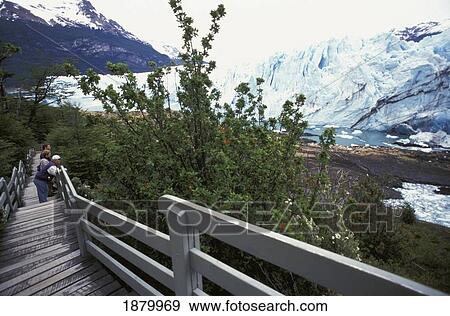 People On Boardwalk Observing Perito Merano Glacier View Large Photo Image Stock Photo - People On Boardwalk Observing Perito Merano Glacier. Fotosearch