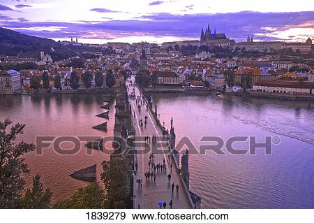 People On Charles Bridge, Aerial View; Prague Czech Republic View Large Photo Image Stock Photo - People On Charles Bridge, Aerial View; Prague Czech Republic. Fotosearch