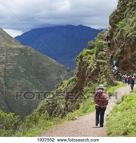 People On Path To Stairway At Archaeological Park Of Pisac; Pisac Peru View Large Photo Image Stock Image - People On Path To Stairway At Archaeological Park Of Pisac; Pisac Peru. Fotosearch