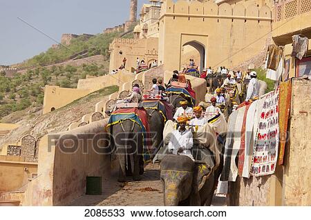 People Riding Elephants At Amer Fort; Jaipur Rajasthan India View Large Photo Image Stock Image - People Riding Elephants At Amer Fort; Jaipur Rajasthan India. Fotosearch