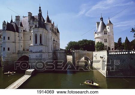Stock Photo - People Rowing On The River Cher. Fotosearch