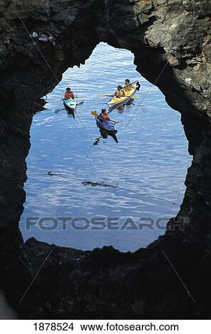 Picture - People Sea Kayaking At Hole In The Wall. Fotosearch