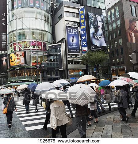 People Walking Across A Street With Umbrellas; Tokyo, Japan View Large Photo Image Stock Photography - People Walking Across A Street With Umbrellas; Tokyo, Japan. Fotosearch